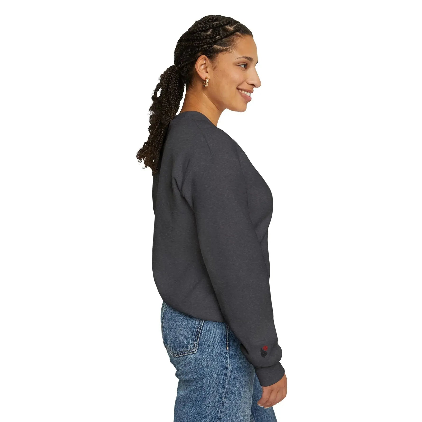 Daughter of the King sweatshirt design close-up, faith apparel