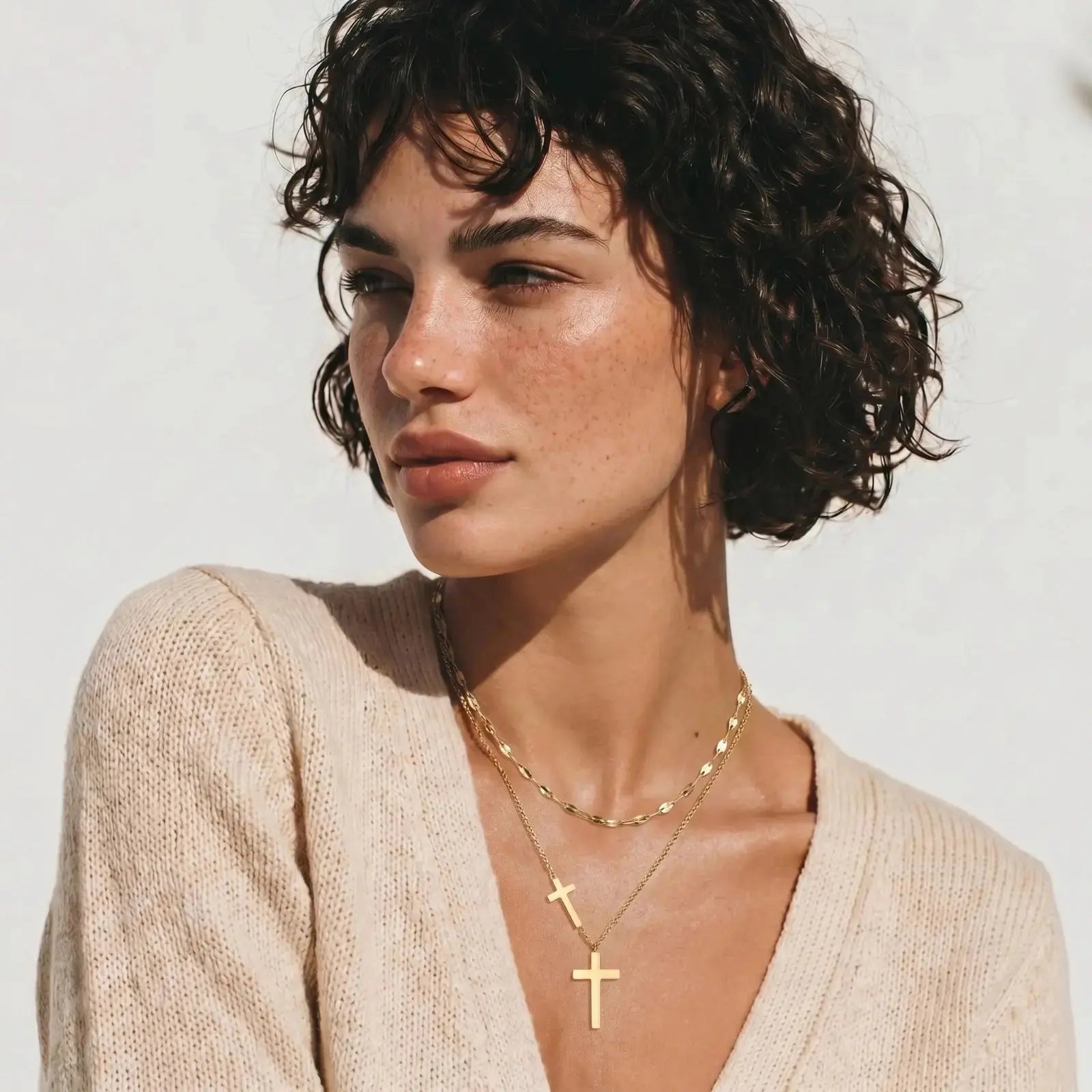 Divine layers cross necklace set Christian jewelry, YESHUALL
