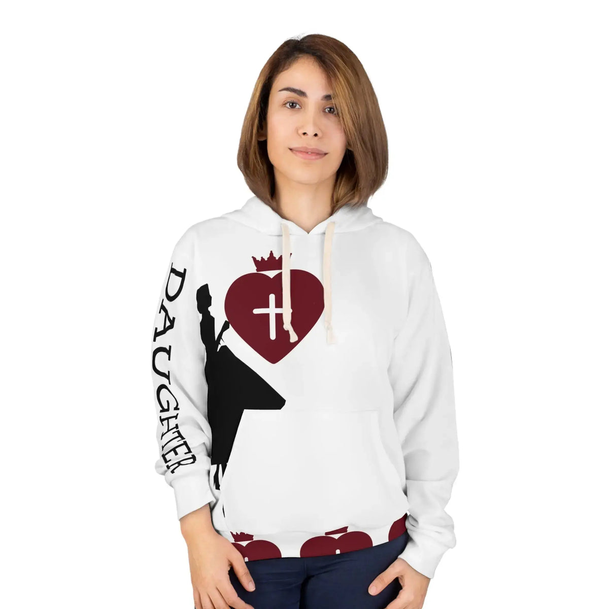 Christian overflow hoodie back view full print, faith based wear