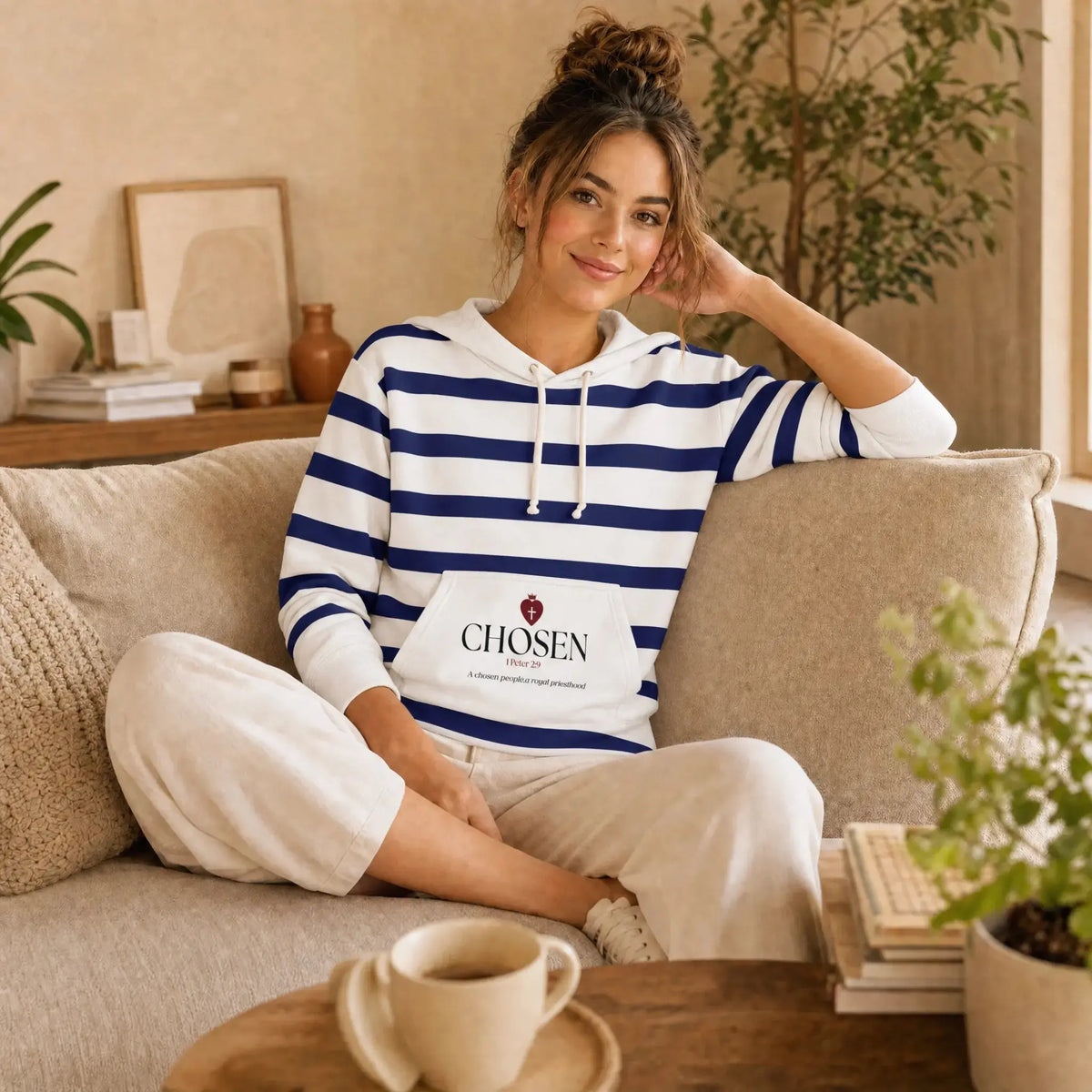 Faith-based Hoodie White Blue - YESHUALL