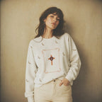 Heart Cross lightweight sweatshirt back view, Christian women's top