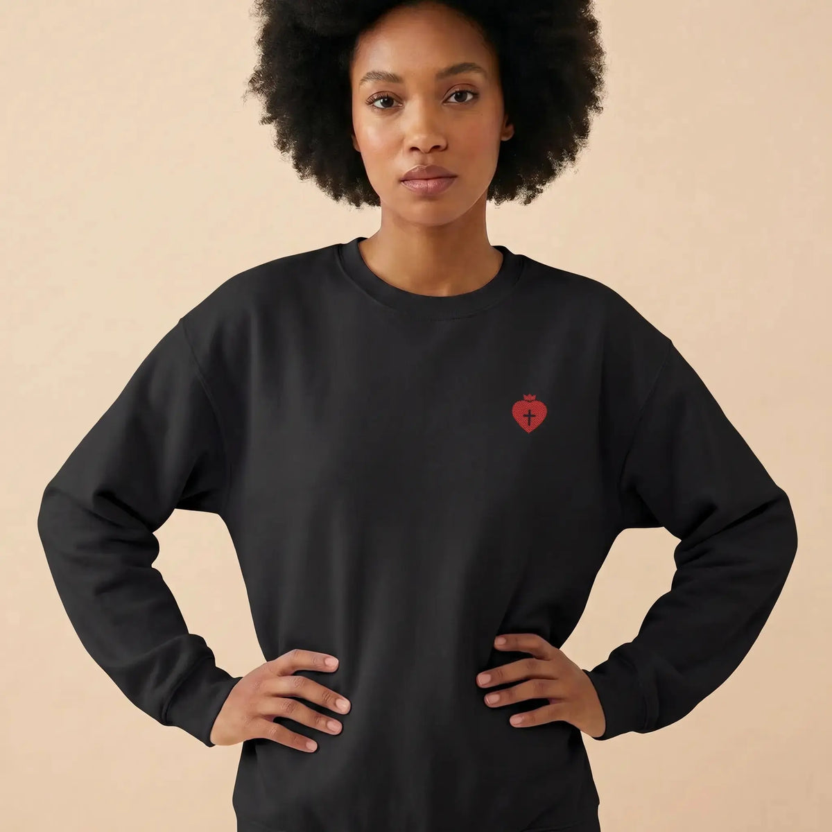 "Heart Cross" Christian Women's Crewneck Sweatshirt - YESHUALL