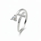 Heart-shaped cross open ring - YESHUALL