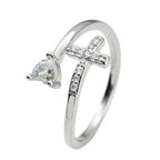 Heart-shaped cross open ring - YESHUALL