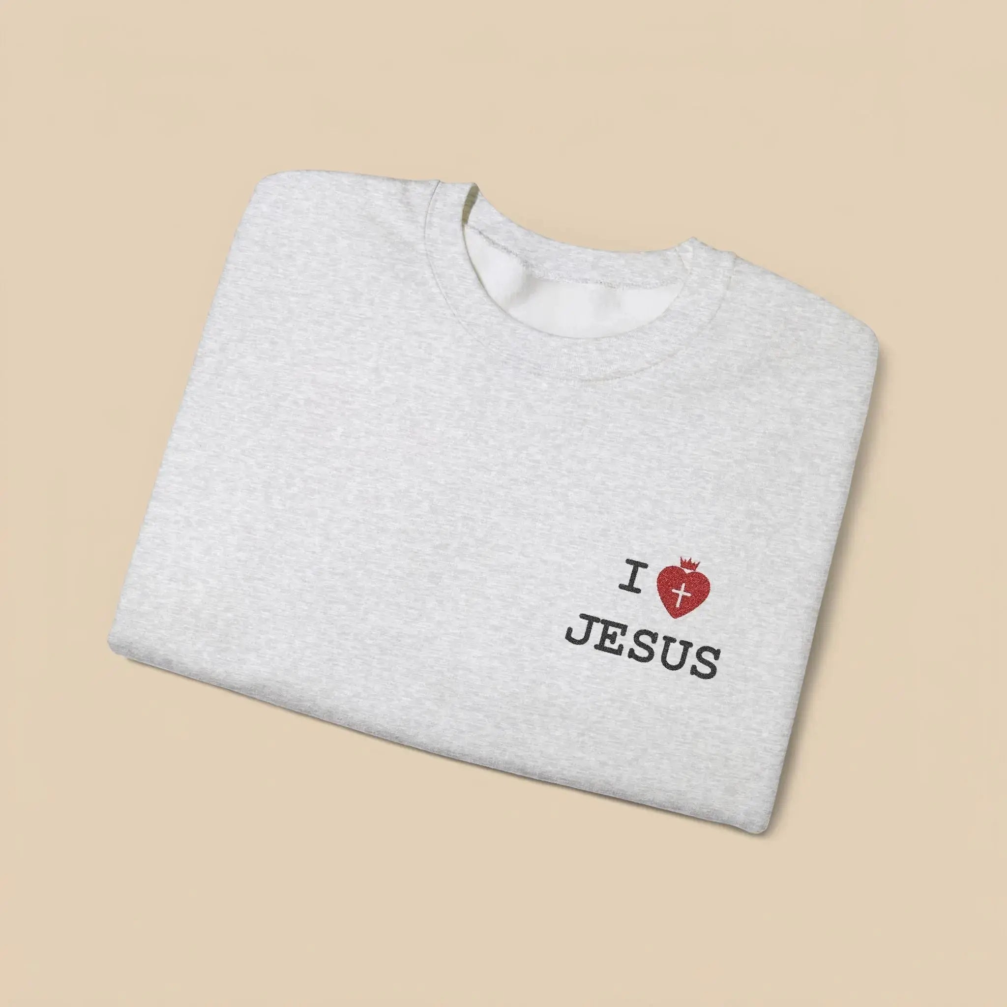 I Love Jesus crewneck lifestyle shot, Christian women's apparel