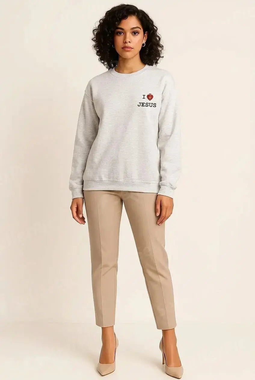 I Love Jesus crewneck sweatshirt Christian women, YESHUALL