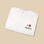 I Love Jesus sweatshirt worn outdoor, Christian faith women's top