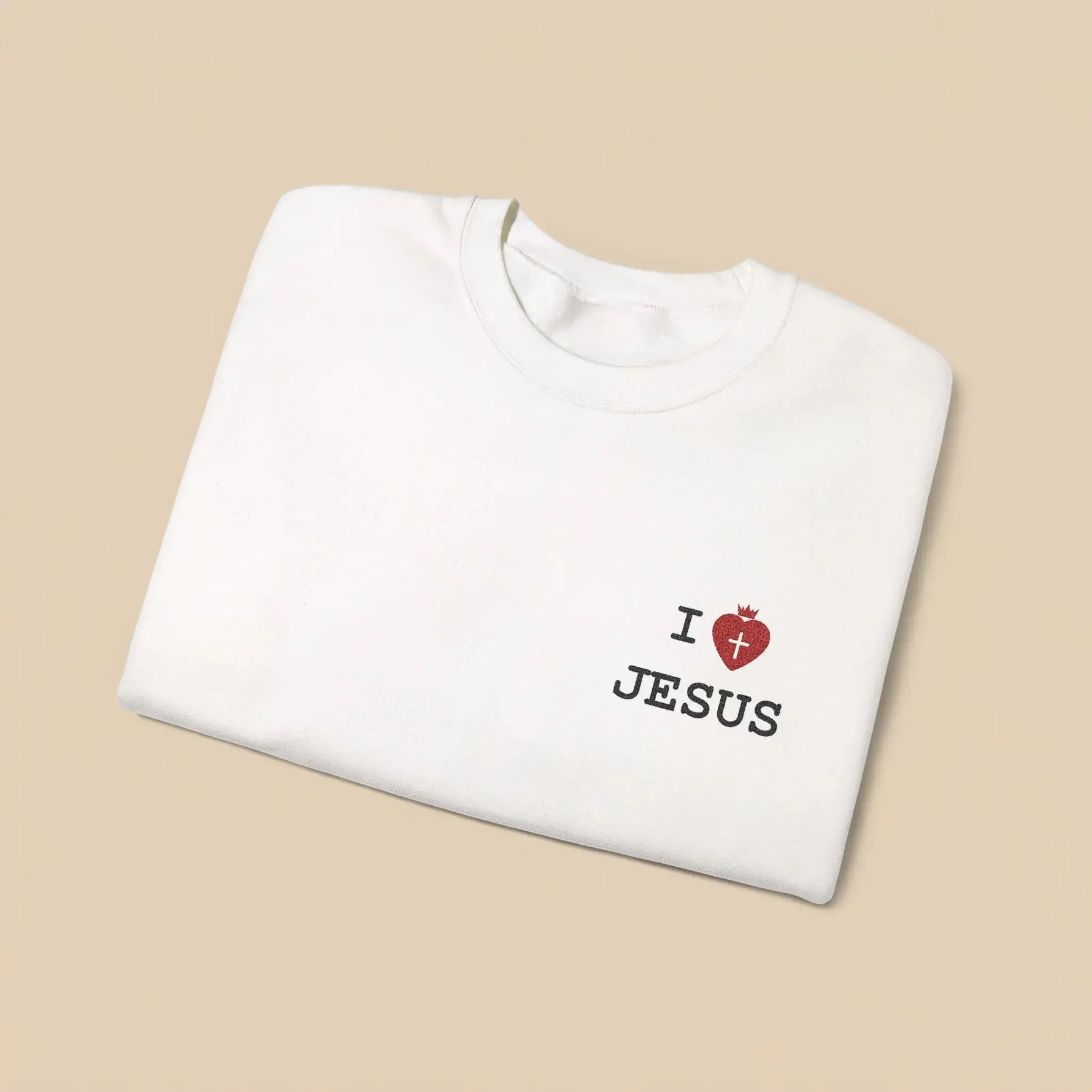 I Love Jesus sweatshirt worn outdoor, Christian faith women's top