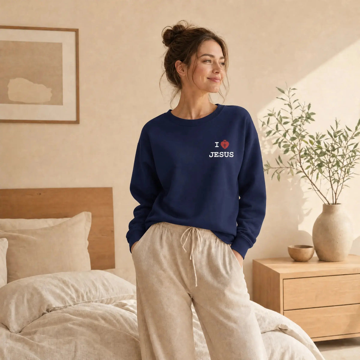 I Love Jesus sweatshirt shadow color Christian crewneck, YESHUALL