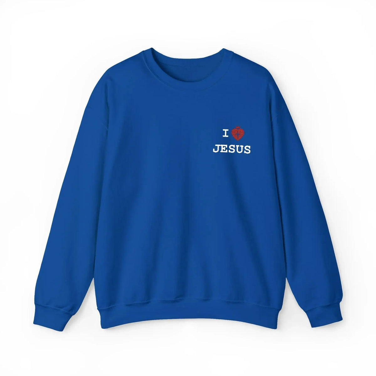 I Love Jesus shadow crewneck embroidery, Christian women's apparel
