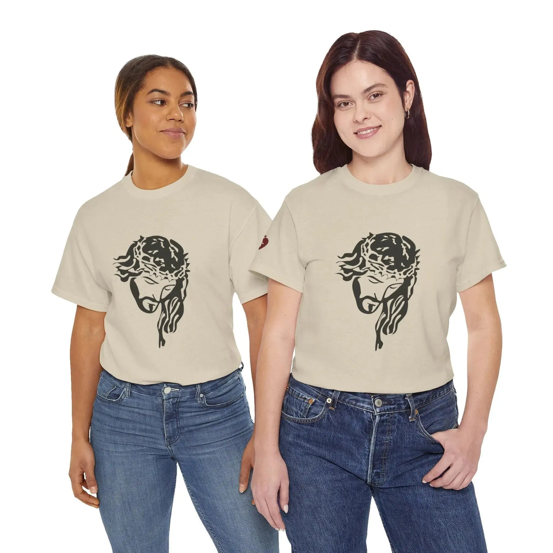 JESUS tee multiple views, bold Christian heavy cotton apparel