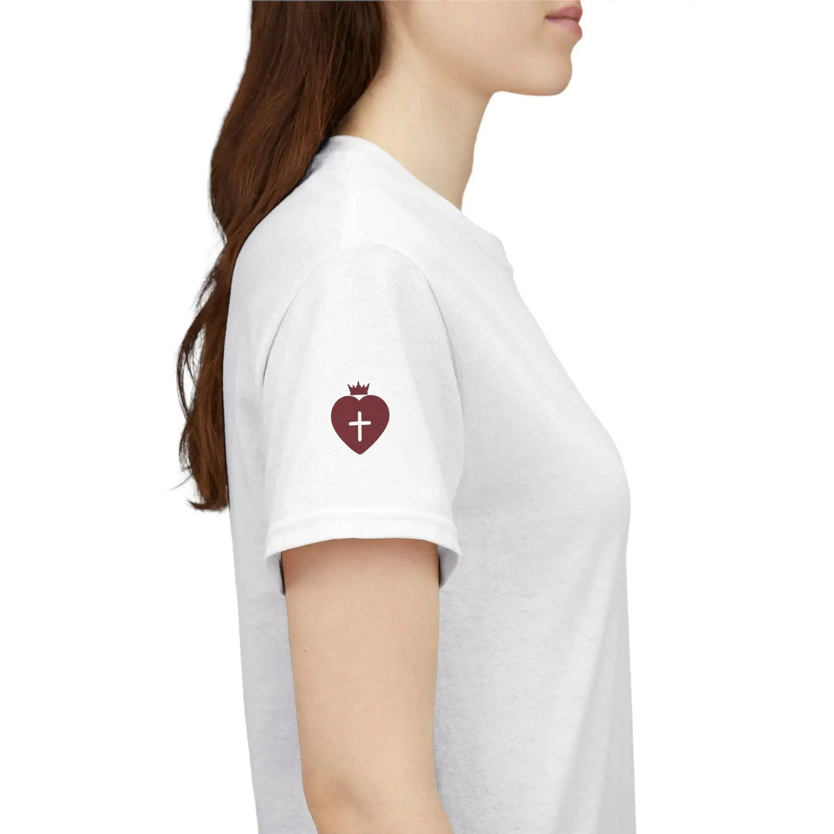 JESUS tee detail close-up bold, Christian faith women YESHUALL