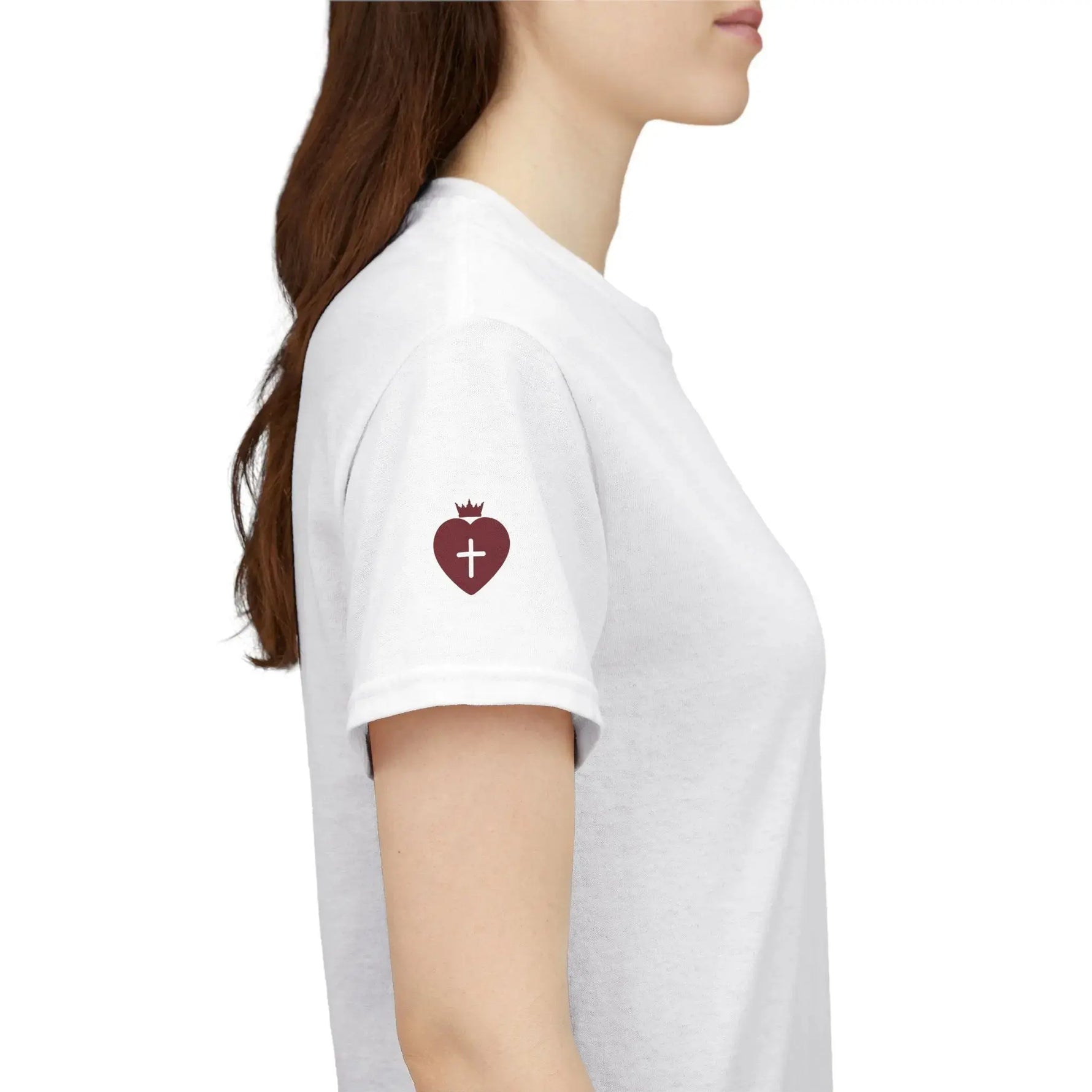 JESUS tee detail close-up bold, Christian faith women YESHUALL