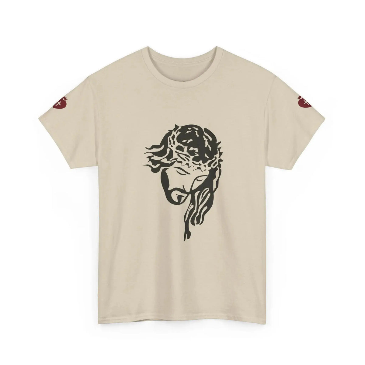 JESUS tee front print detail, Christian heavy cotton women's shirt