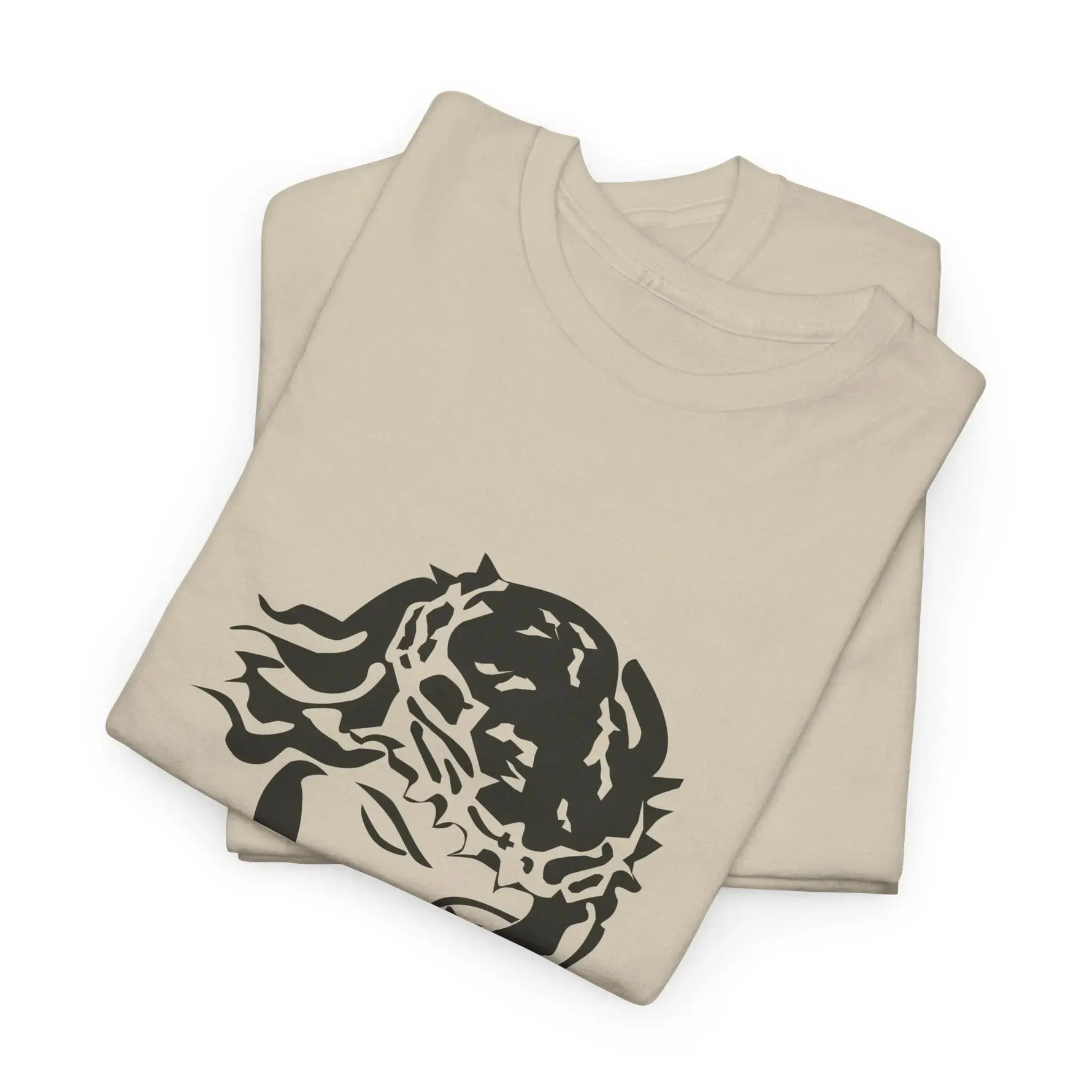 JESUS heavy cotton tee worn outdoor, Christian faith apparel