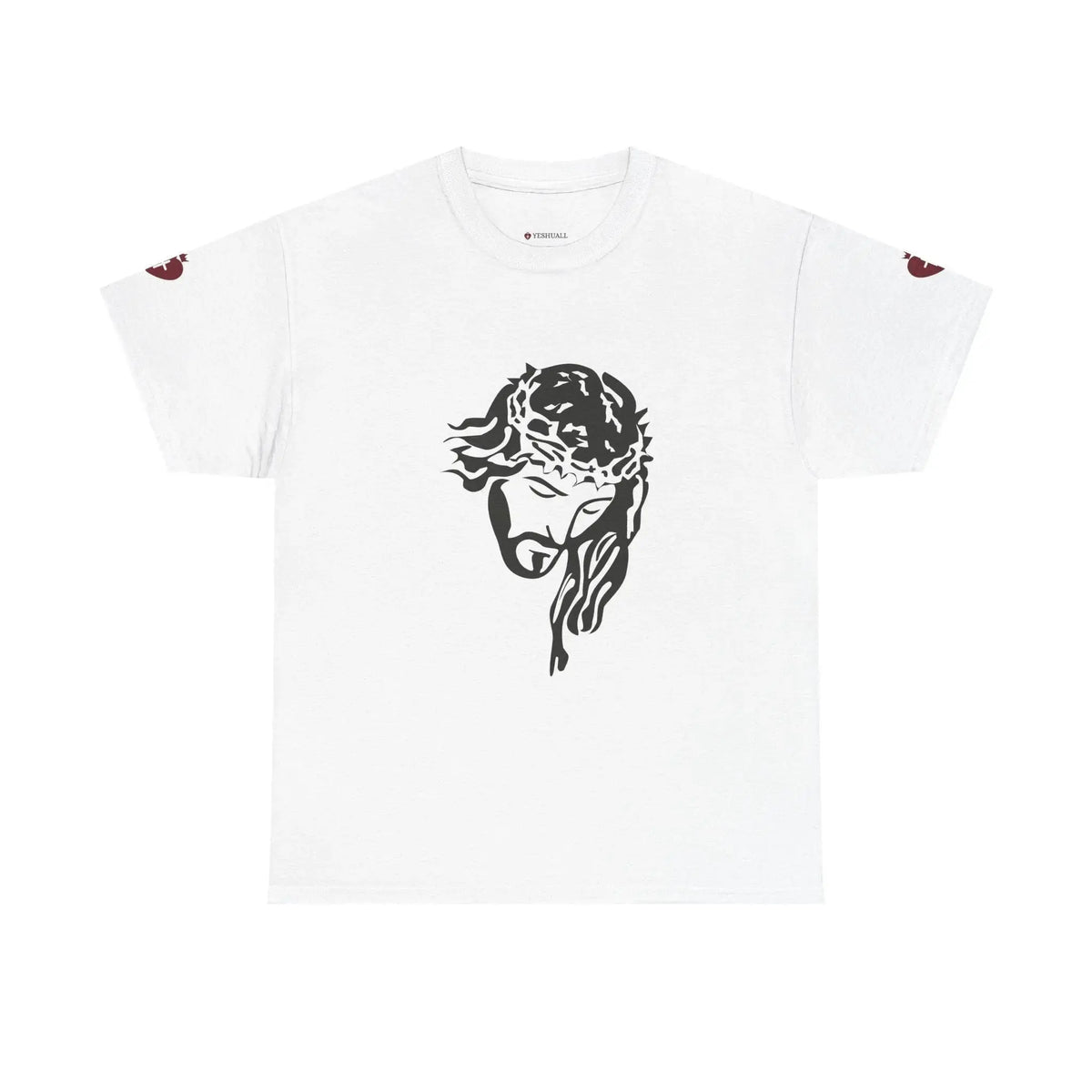 Woman wearing JESUS heavy cotton faith tee, Christian gift for her