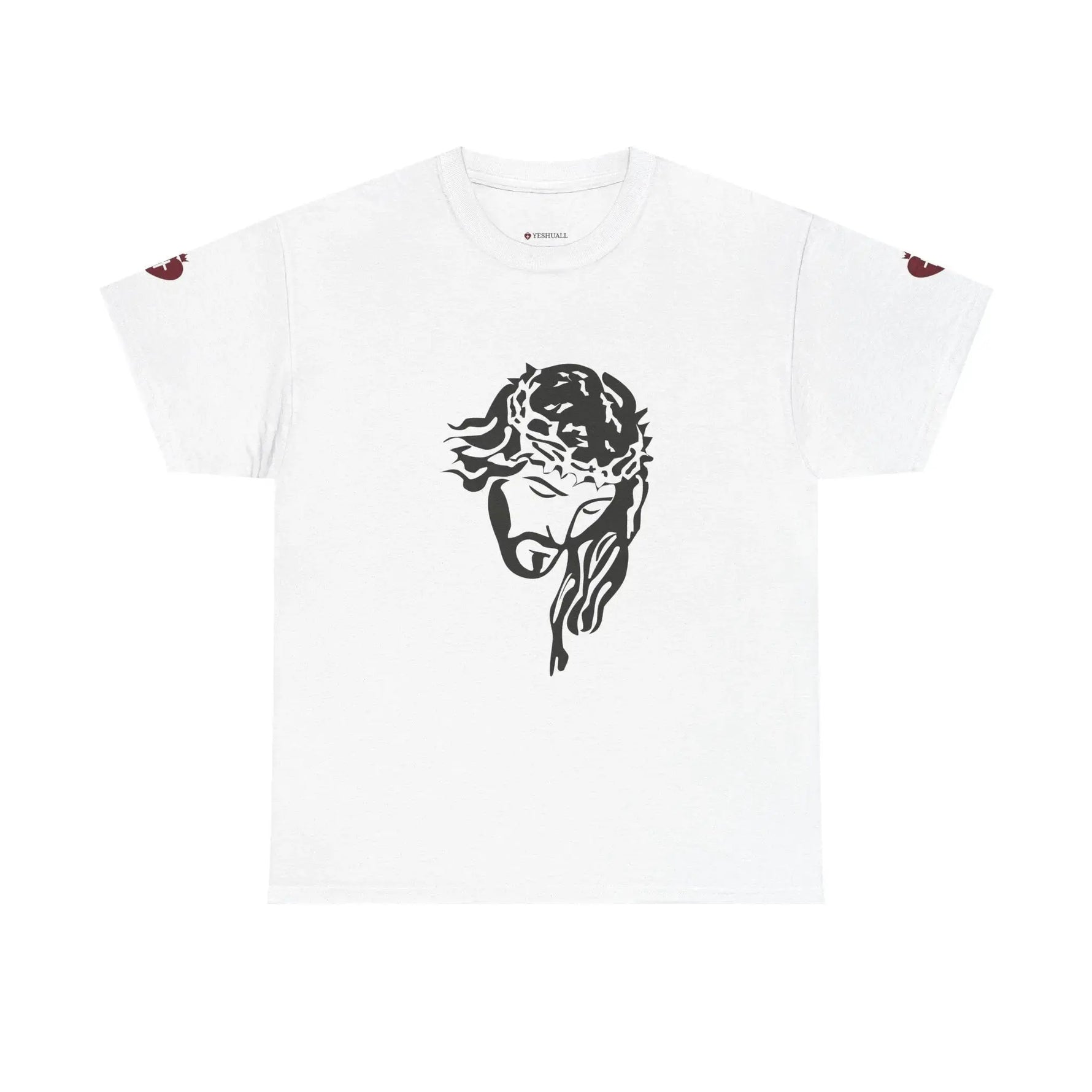 Woman wearing JESUS heavy cotton faith tee, Christian gift for her