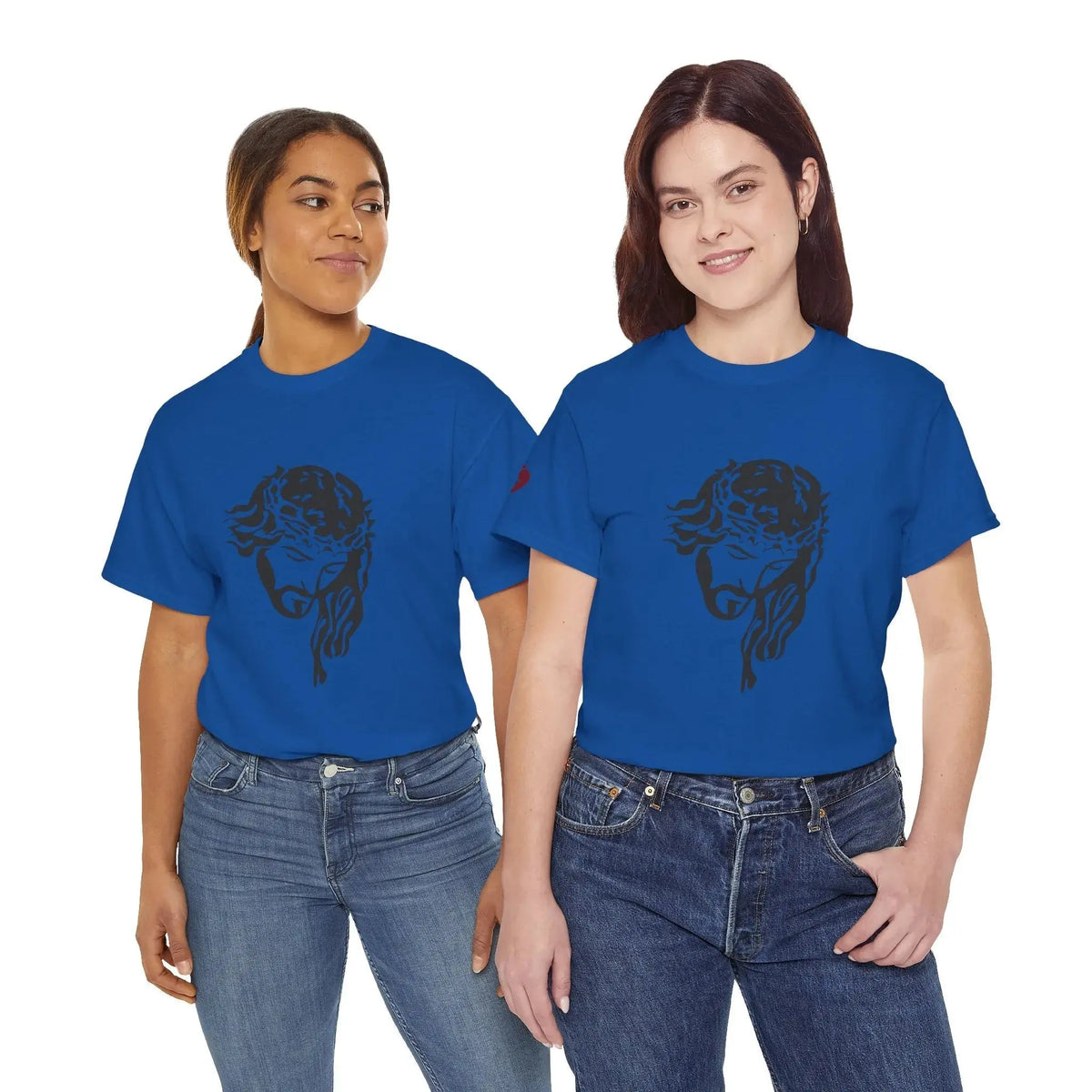 JESUS heavy cotton tee worn outdoor model, Christian faith shirt
