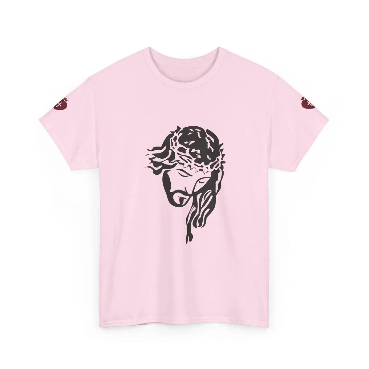 JESUS heavy cotton tee on model, bold Christian declaration shirt