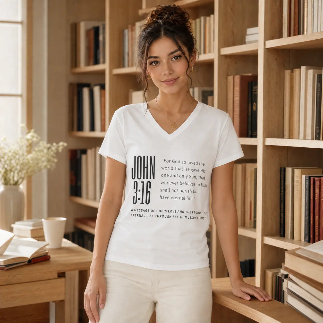 "John 3:16" Bible Verse T-Shirt | Women's Faith Appare - YESHUALL