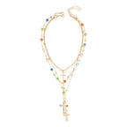 Layered Heart Cross Tassel Necklace - YESHUALL