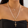 Layered Heart Cross Tassel Necklace - YESHUALL