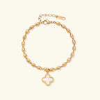 Clover beaded bracelet detail close-up, Christian faith jewelry