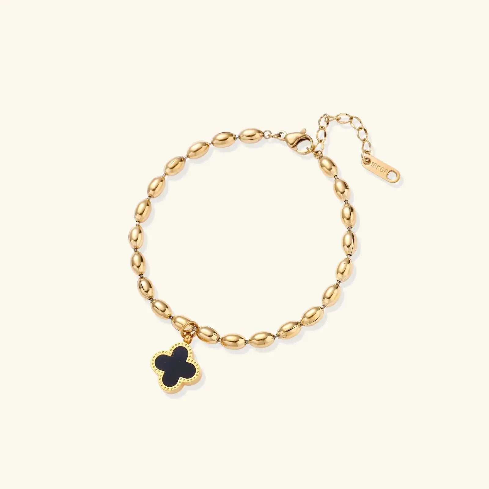 Clover beaded bracelet flatlay, Christian blessing jewelry gift