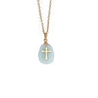 Natural Stone Cross Necklace Stainless Steel Jewelry - YESHUALL