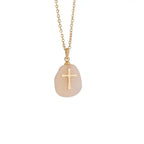 Natural Stone Cross Necklace Stainless Steel Jewelry - YESHUALL