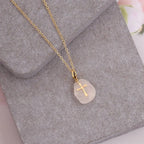 Natural Stone Cross Necklace Stainless Steel Jewelry - YESHUALL