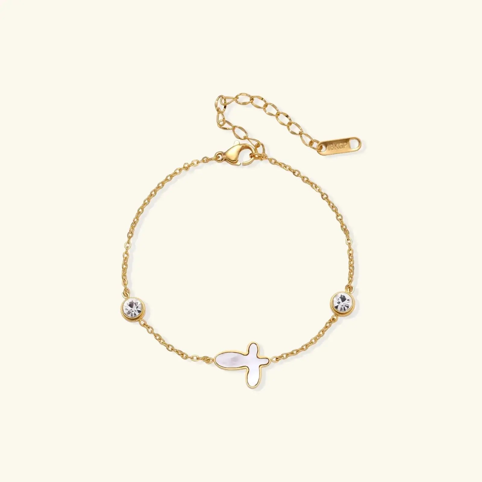 Sacred cross bracelet close-up detail, Christian faith jewelry