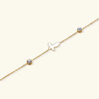 Woman wearing sacred cross bracelet, Christian jewelry gift for her