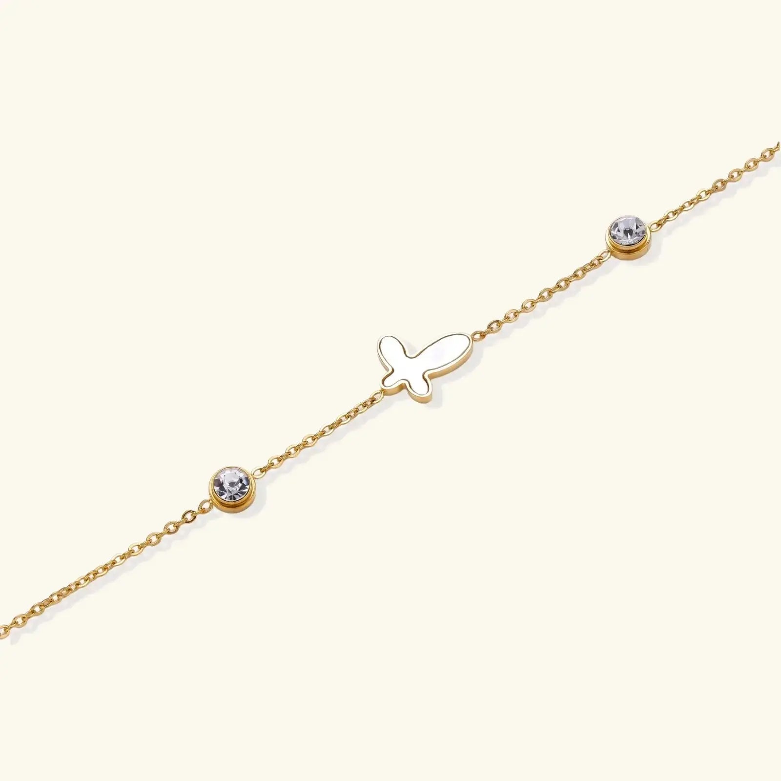 Woman wearing sacred cross bracelet, Christian jewelry gift for her