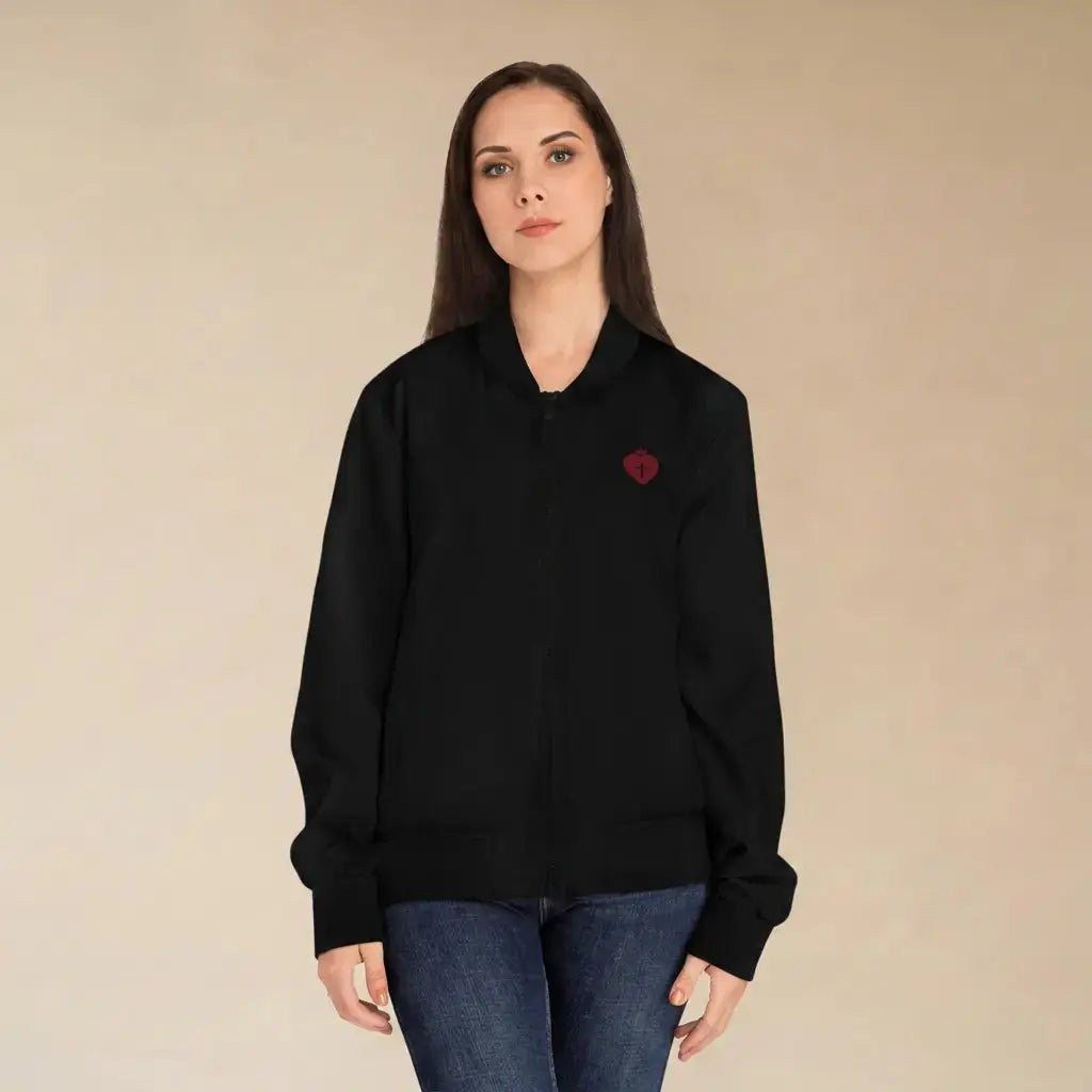 Heart Cross bomber jacket Christian women full print, YESHUALL