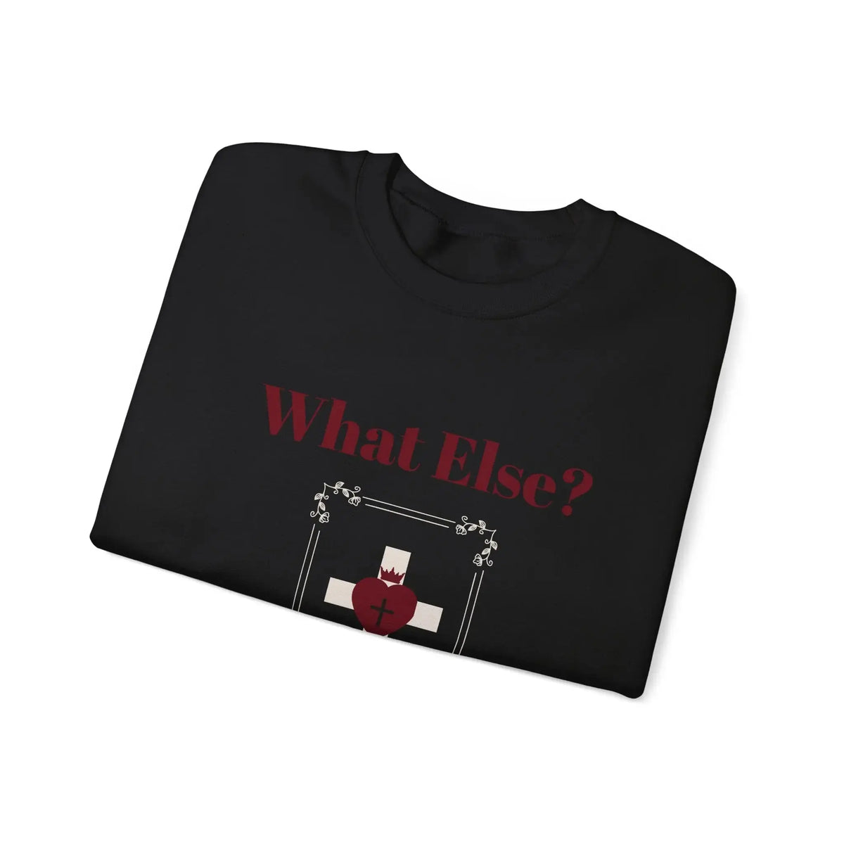 Christian heavy blend crewneck side view, faith women's apparel