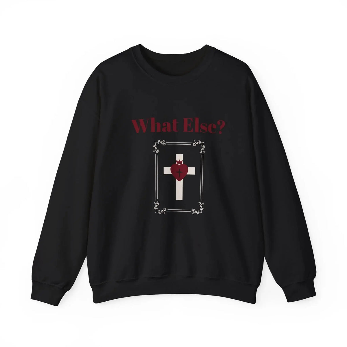 Woman wearing faith heavy blend crewneck, Christian gift for her