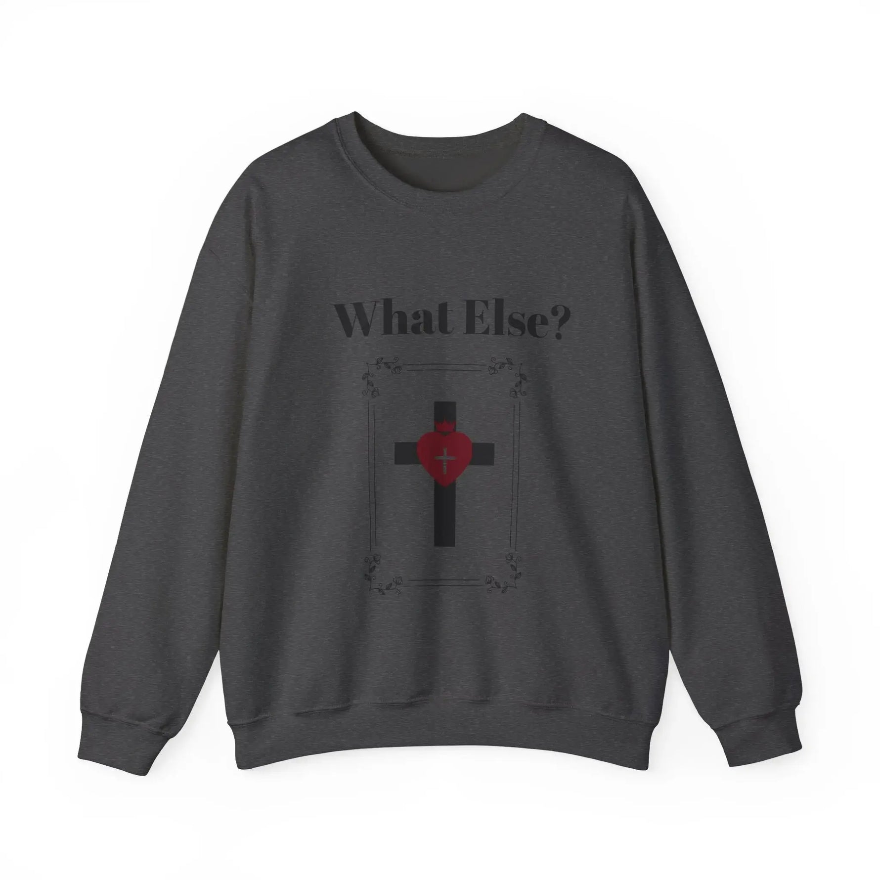 Heavy blend crewneck fabric close-up, Christian faith women's top
