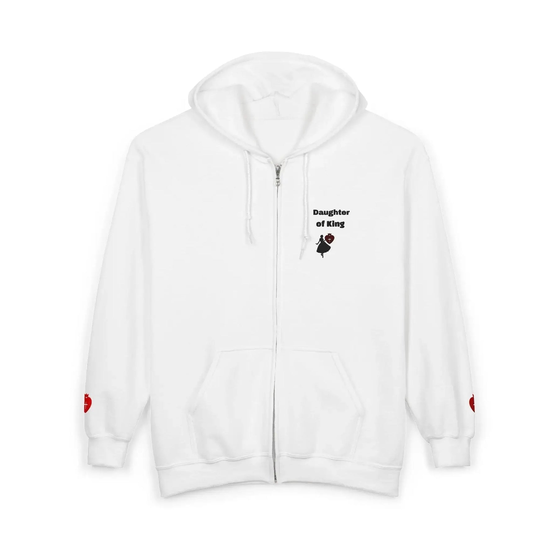 Full zip faith hoodie back view, Christian heavy blend women's top