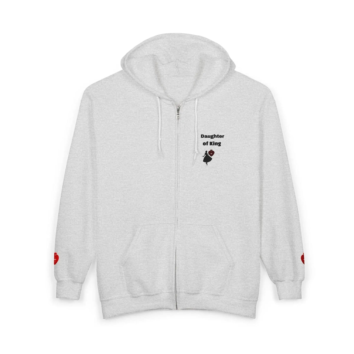 Full zip Christian hoodie fabric detail, faith heavy blend women