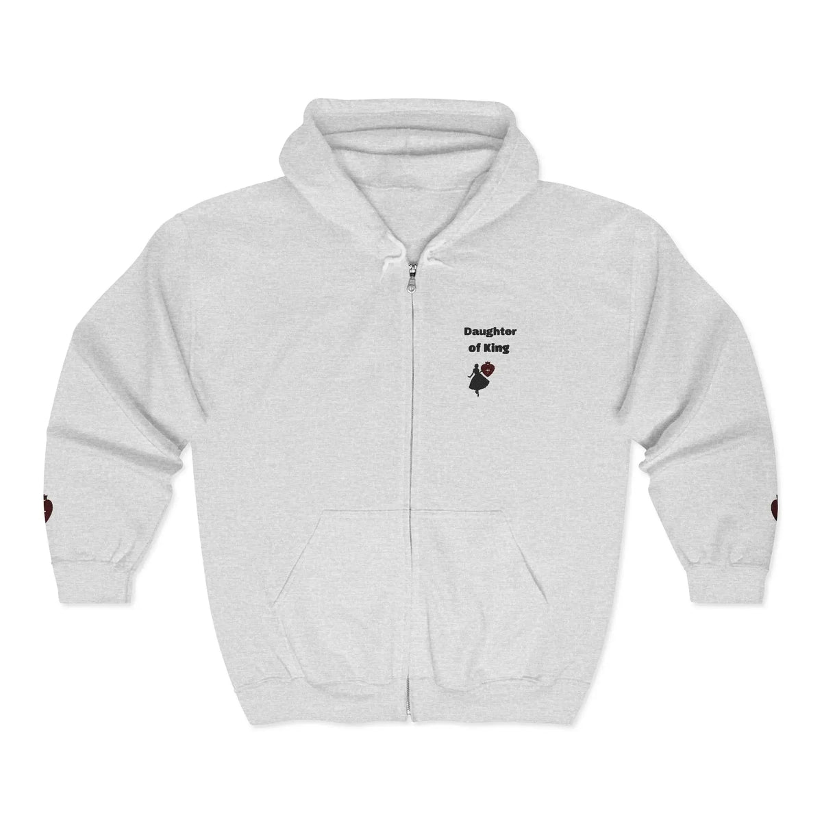Woman wearing full zip Christian faith hoodie, gift for her
