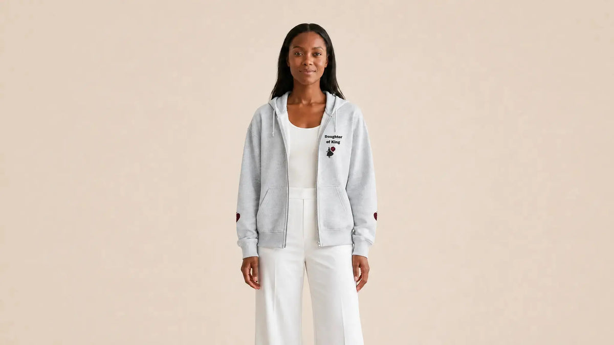 Full zip faith hoodie heavy blend Christian women, YESHUALL apparel