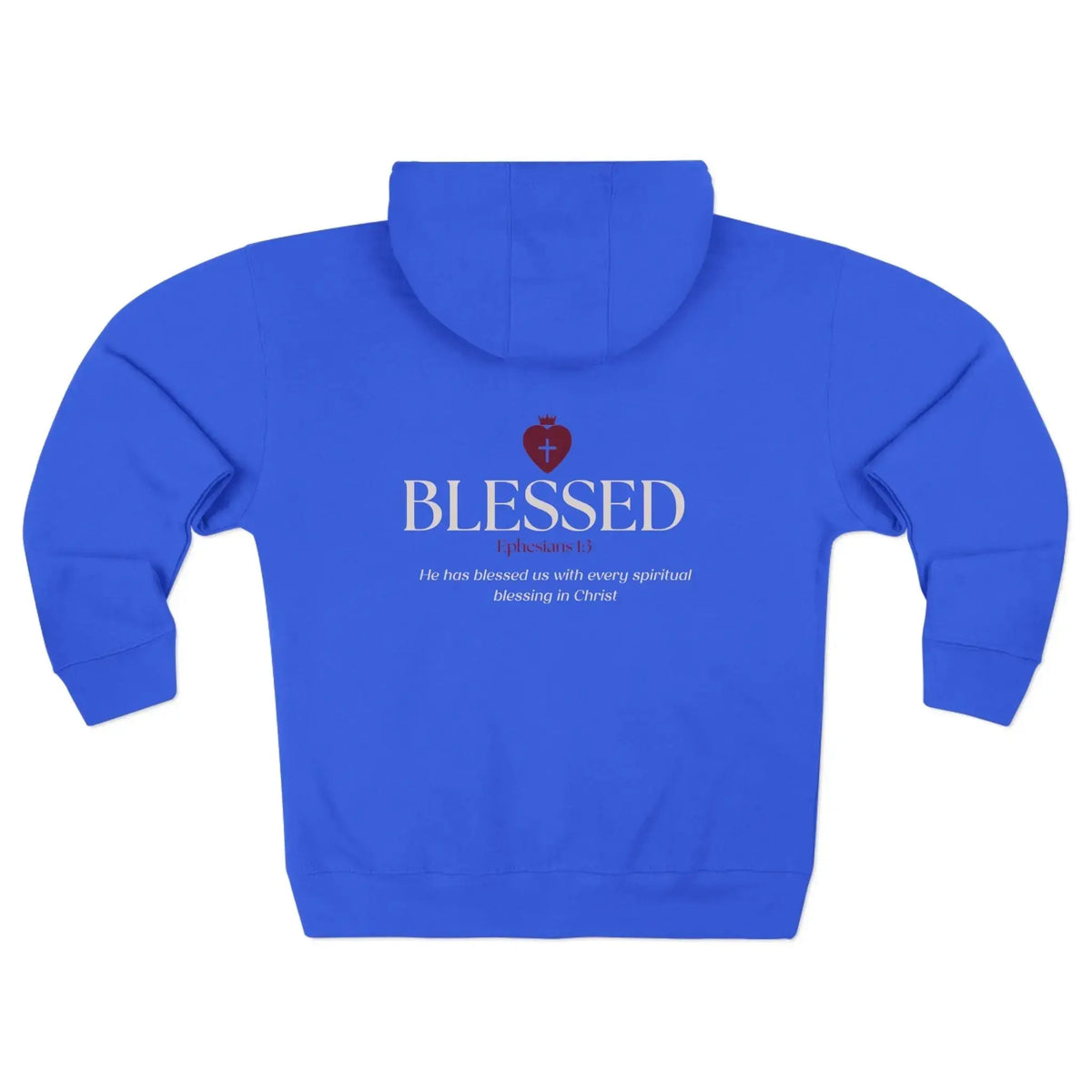 Christian zip hoodie flatlay, faith women's apparel gift