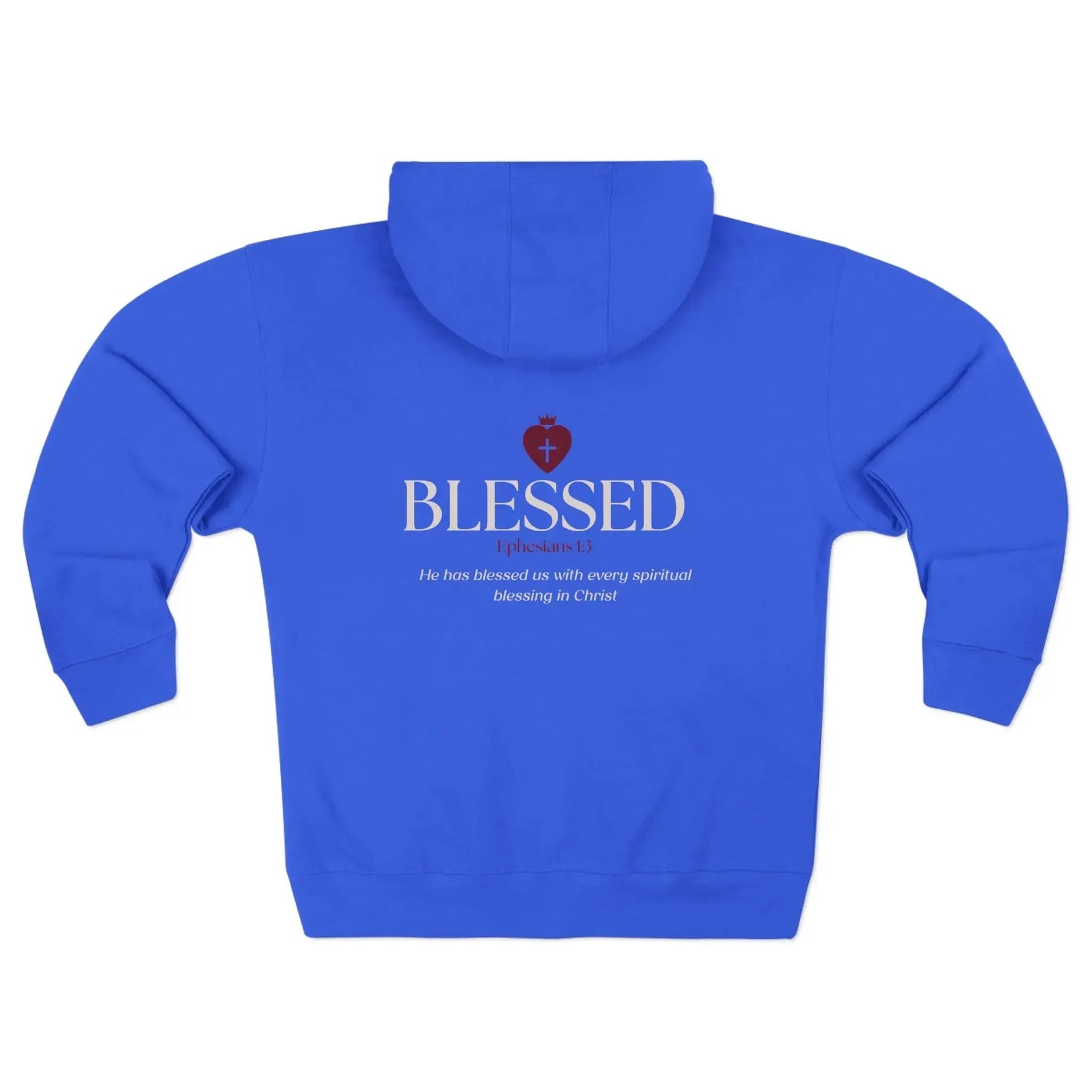 Christian zip hoodie flatlay, faith women's apparel gift