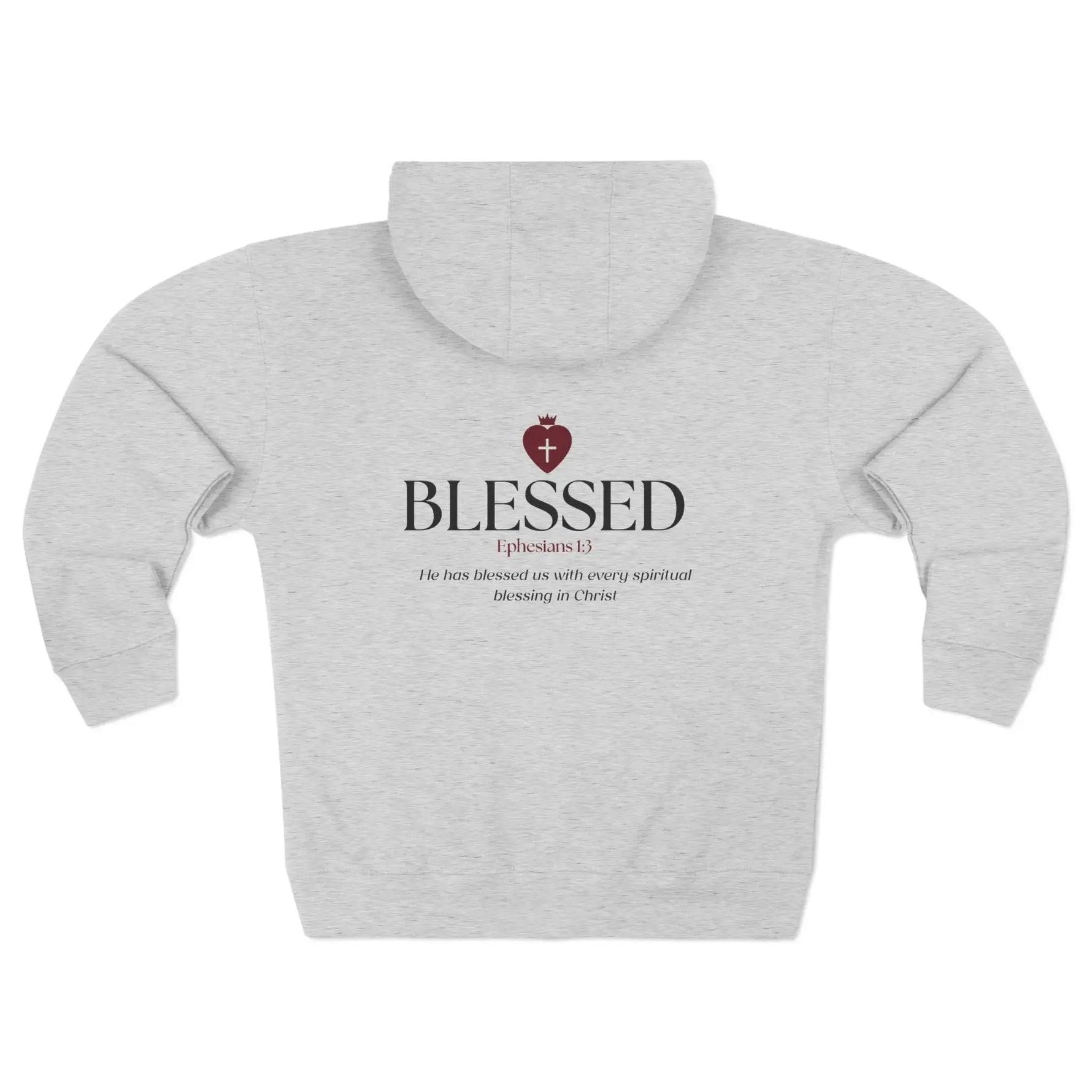 Christian zip hoodie front open detail, faith women's layer