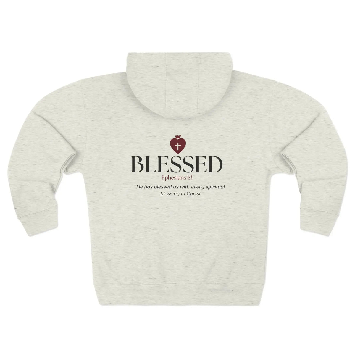 Faith zip hoodie fabric close-up, Christian women's layer top