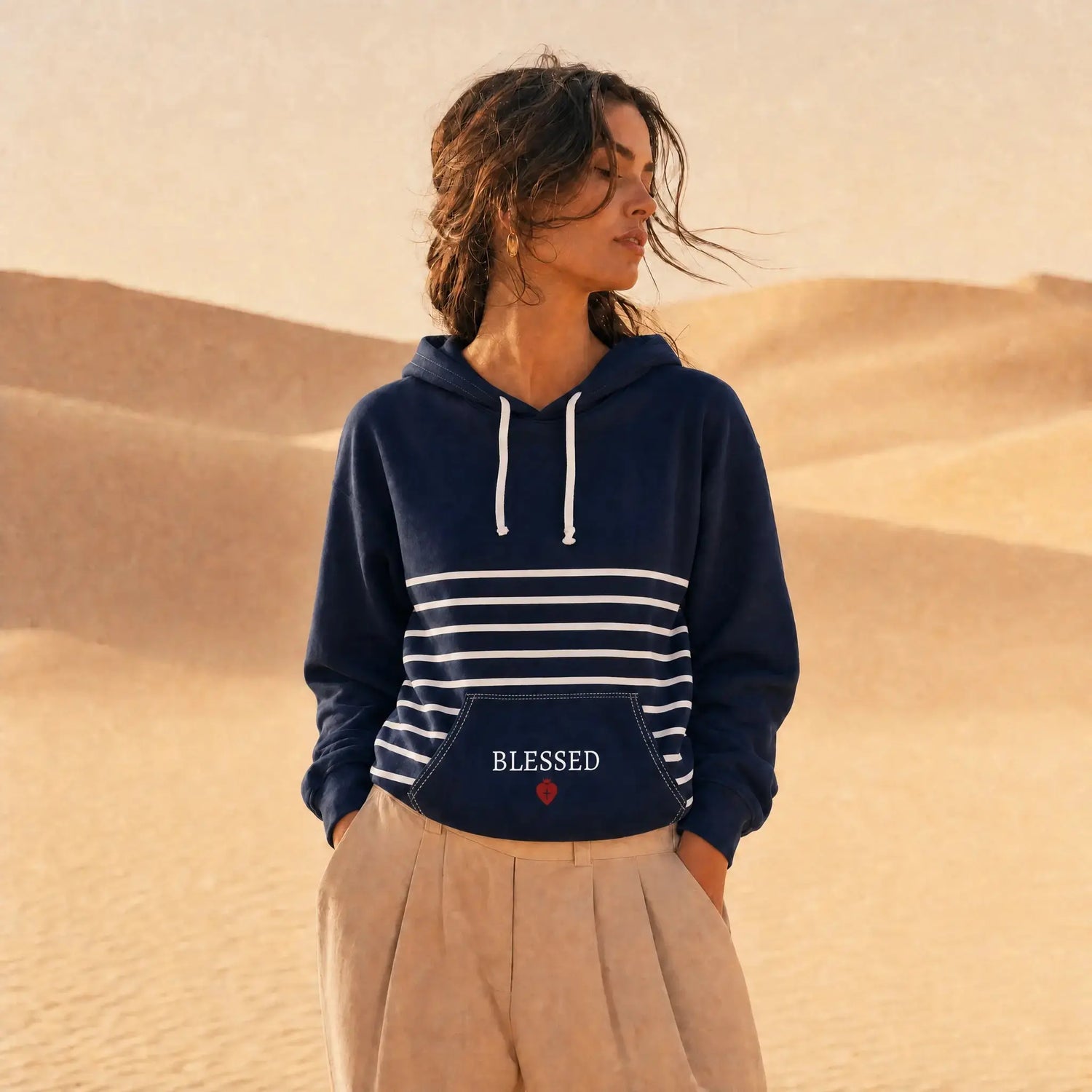 White line faith hoodie overflow print, Christian women YESHUALL