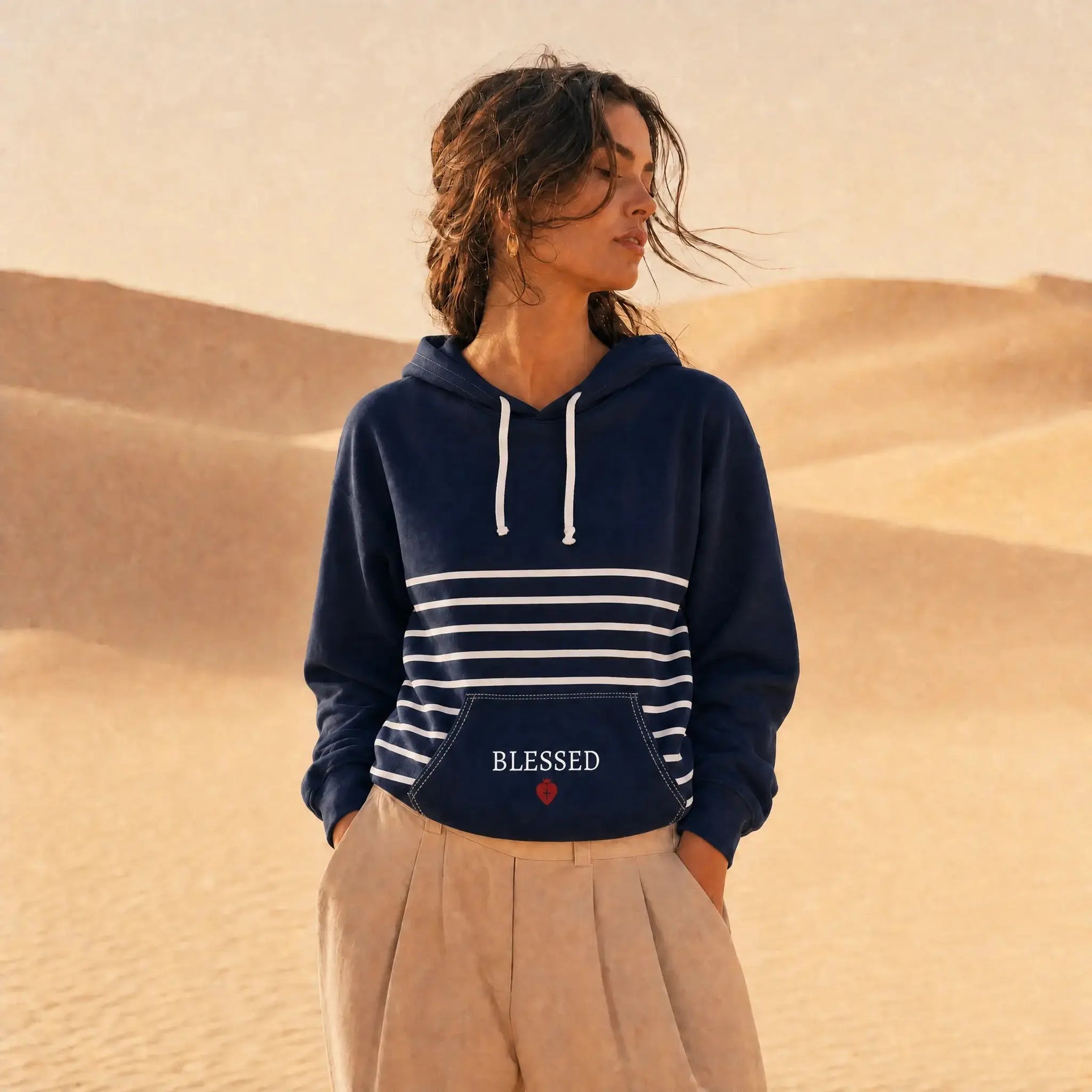 White line faith hoodie overflow print, Christian women YESHUALL