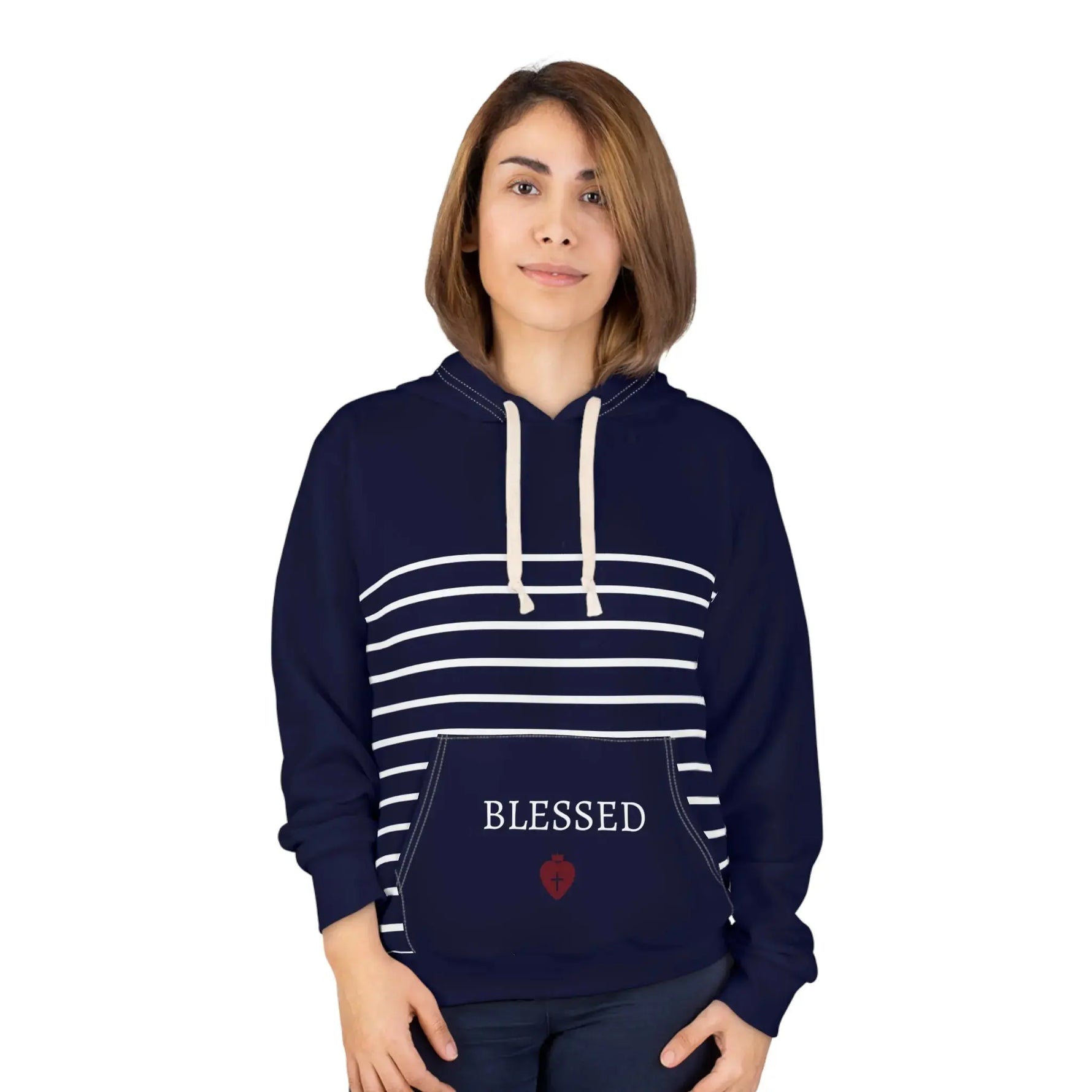 White faith overflow hoodie back view, Christian women's apparel